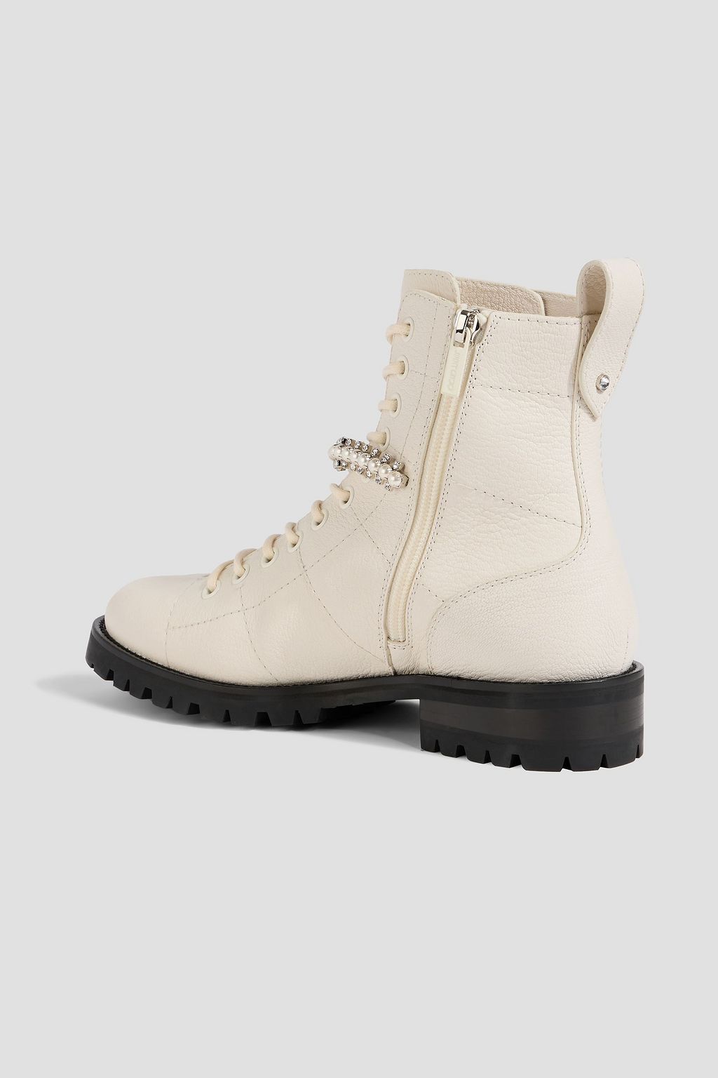 JIMMY CHOO Cruz embellished pebbled-leather combat boots
