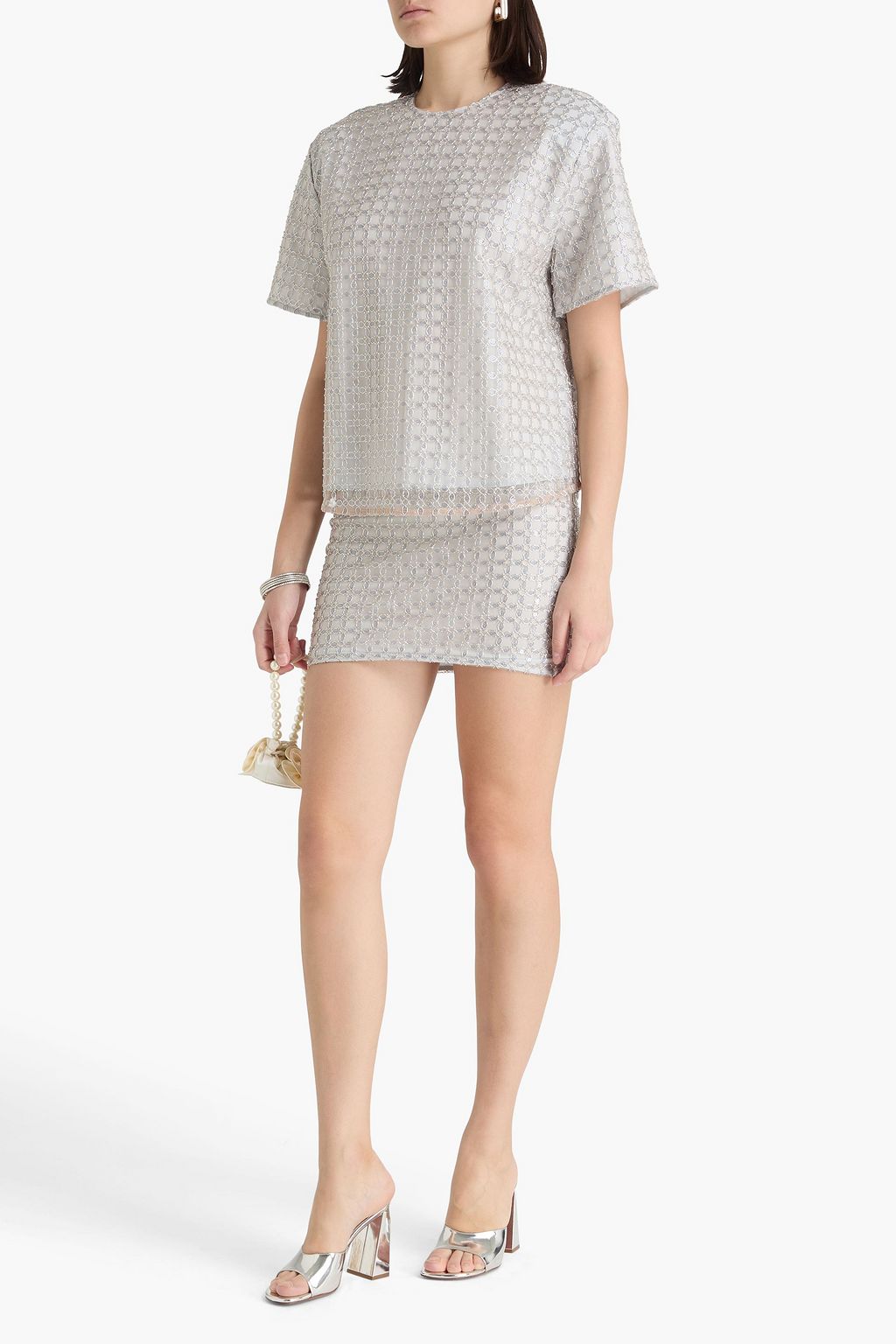 ROTATE BIRGER CHRISTENSEN Embellished tulle mini skirt
