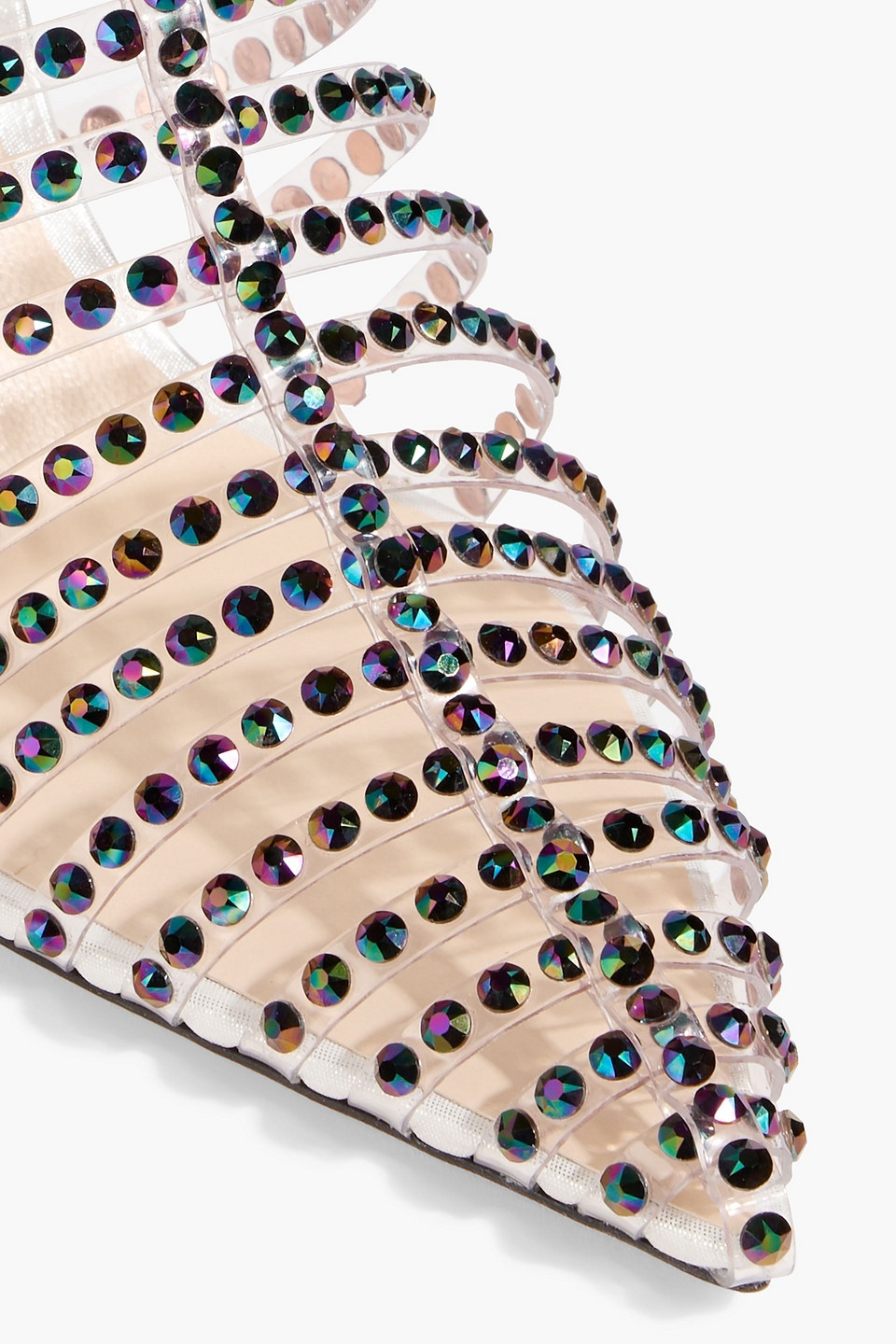 Jimmy Choo Thu 85 Crystal-embellished Lamé And Pvc Slingback Sandals In Metallic