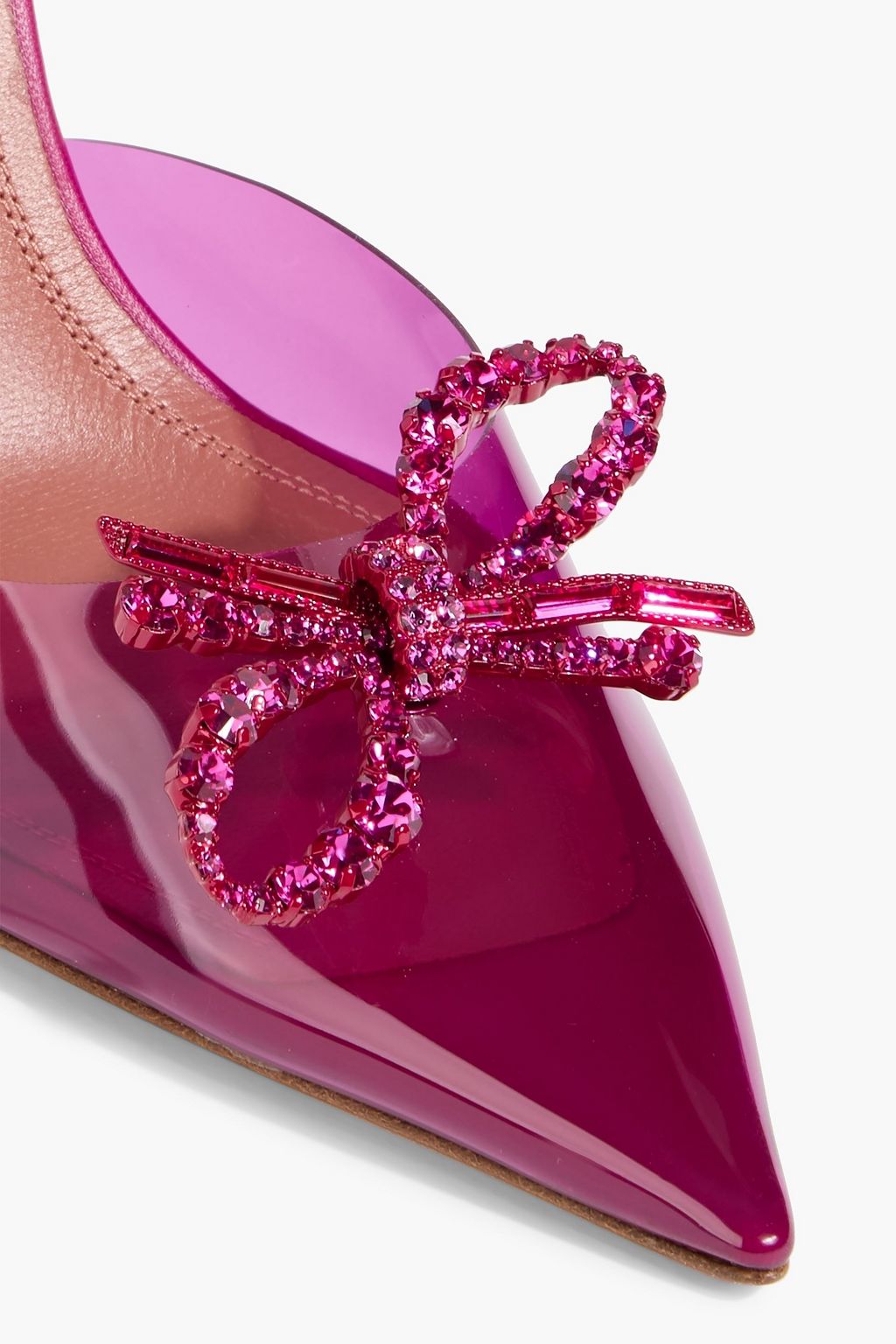 AMINA MUADDI Rosie crystal-embellished glittered PVC slingback pumps