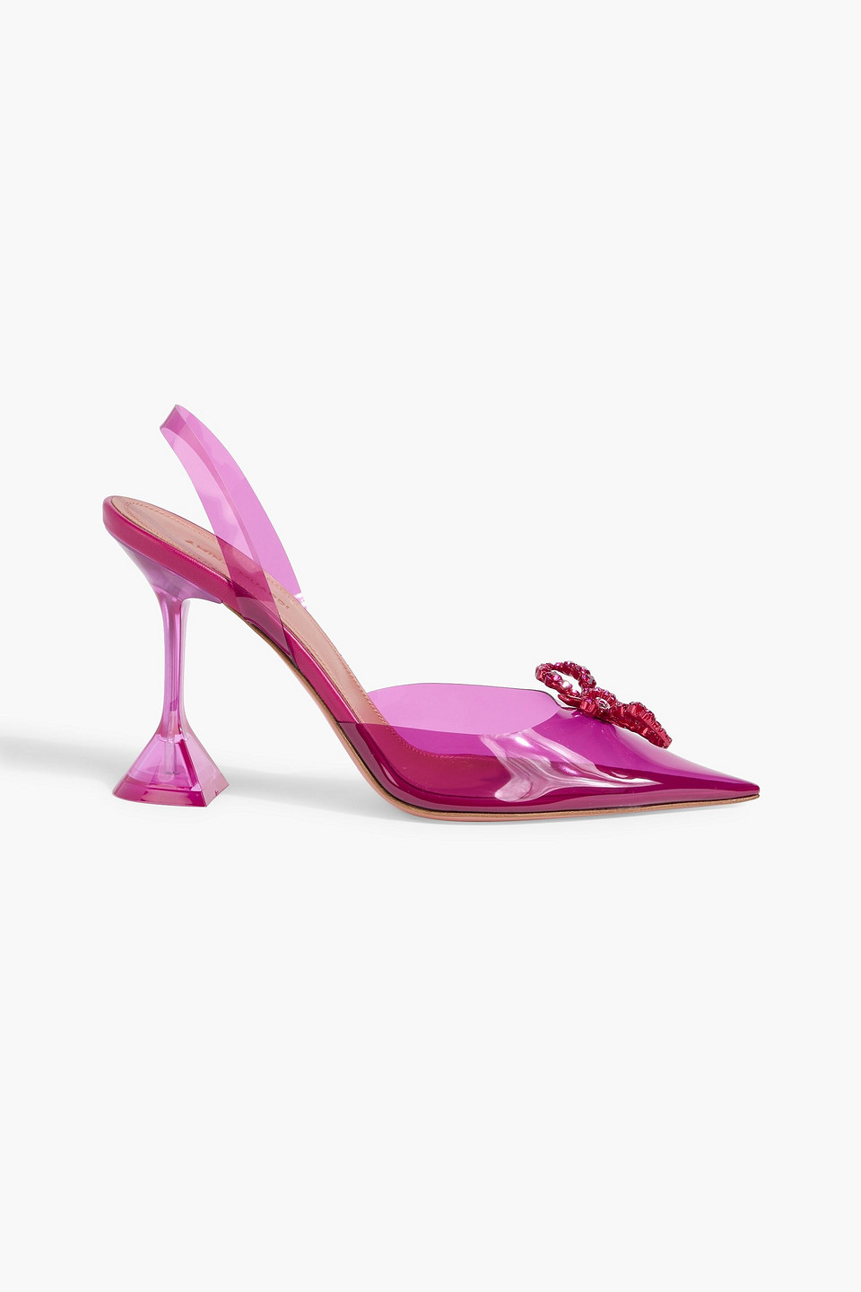 Amina Muaddi Rosie Crystal-embellished Bow-detailed Pvc Slingback Pumps In Multi