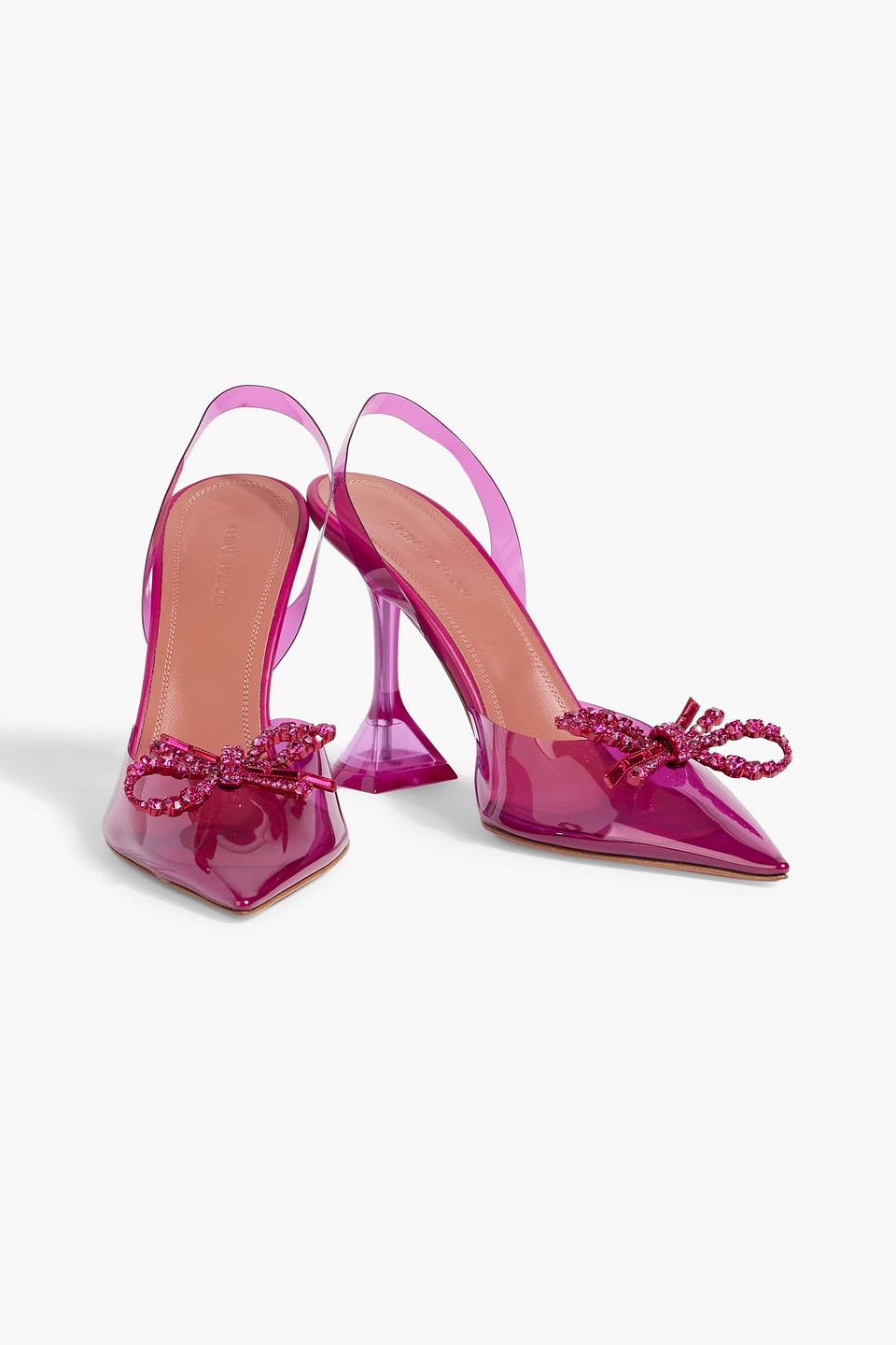 Amina Muaddi Rosie Crystal-embellished Bow-detailed Pvc Slingback Pumps In Multi