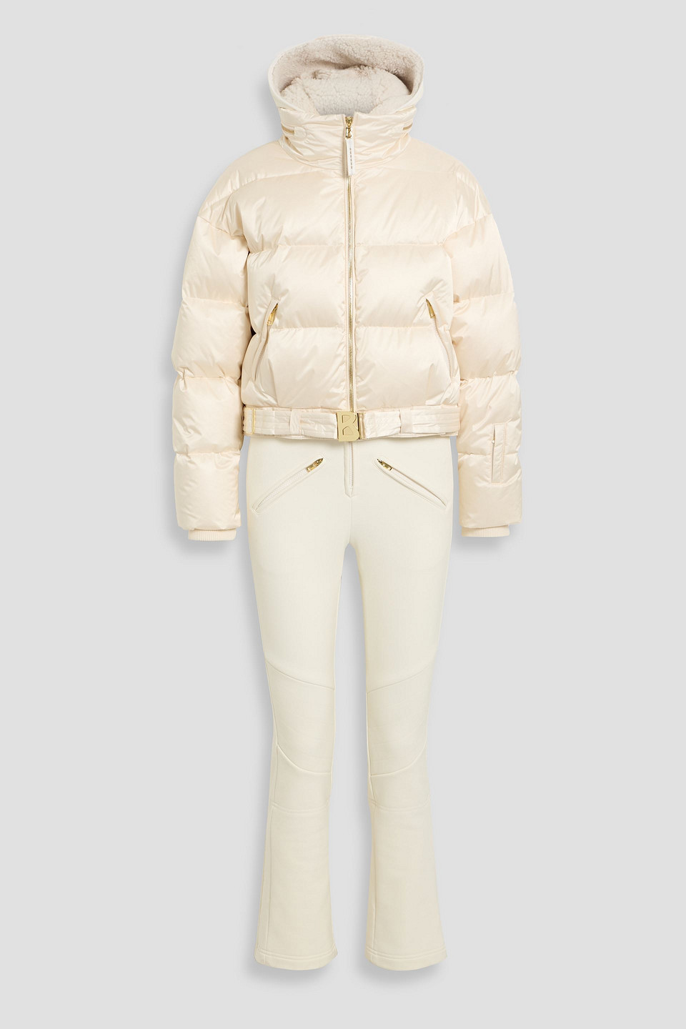 Bogner Aya Stretch Ski Suit And Quilted Down Jacket Set In Neutral