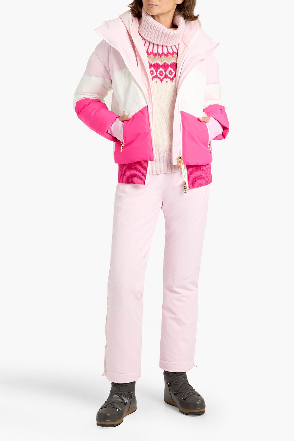 Bogner Villa Color-block Quilted Down Ski Jacket In White