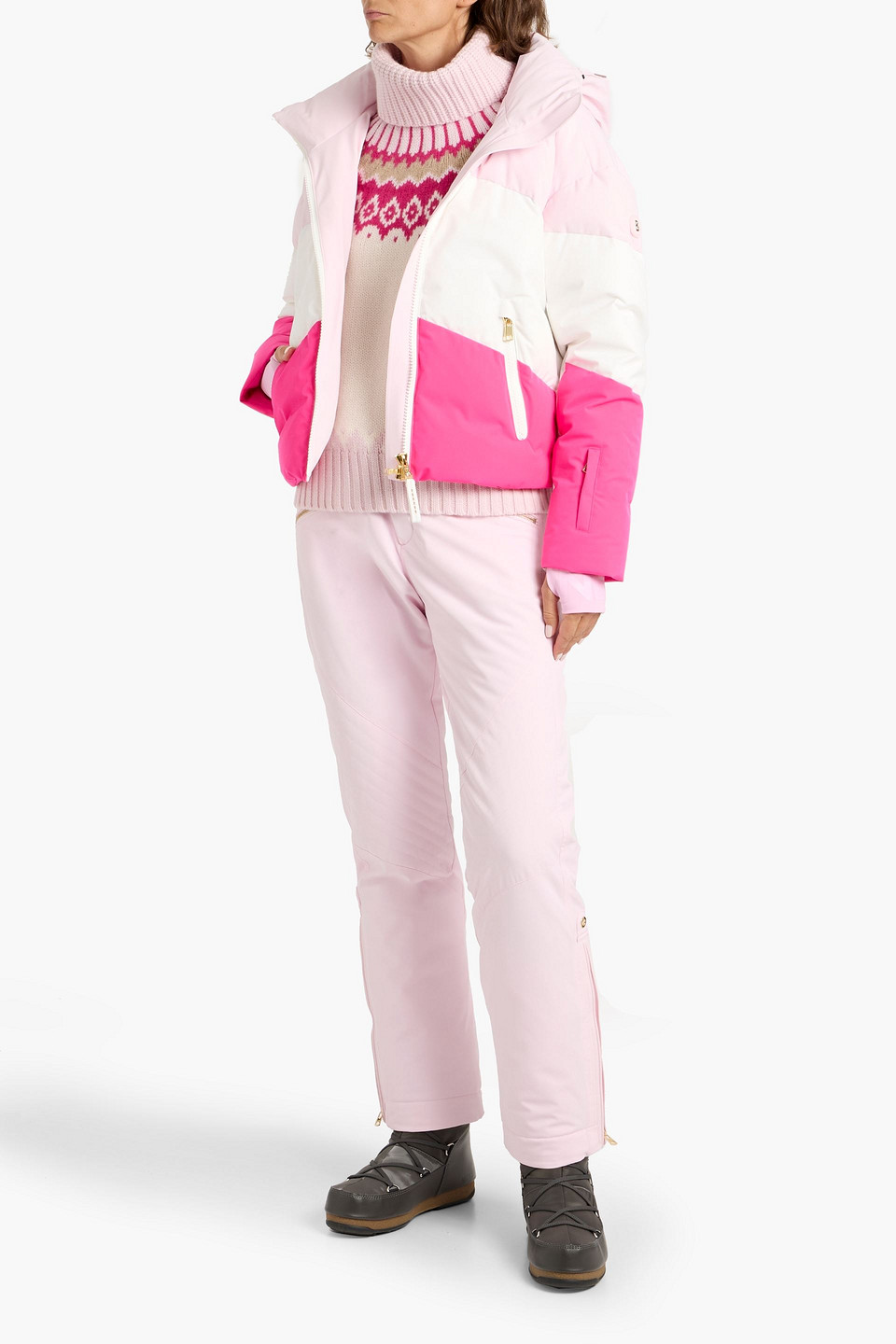Bogner Villa Color-block Quilted Down Ski Jacket In White
