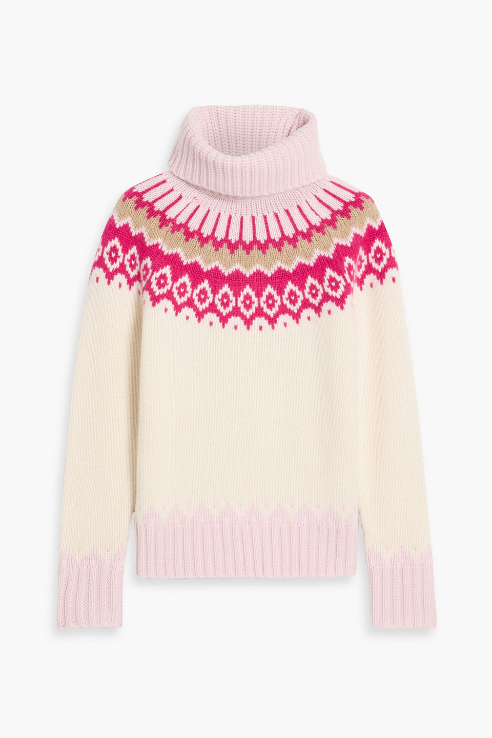 Bogner Ingrid Fair Isle Cashmere Turtleneck Sweater In Pink