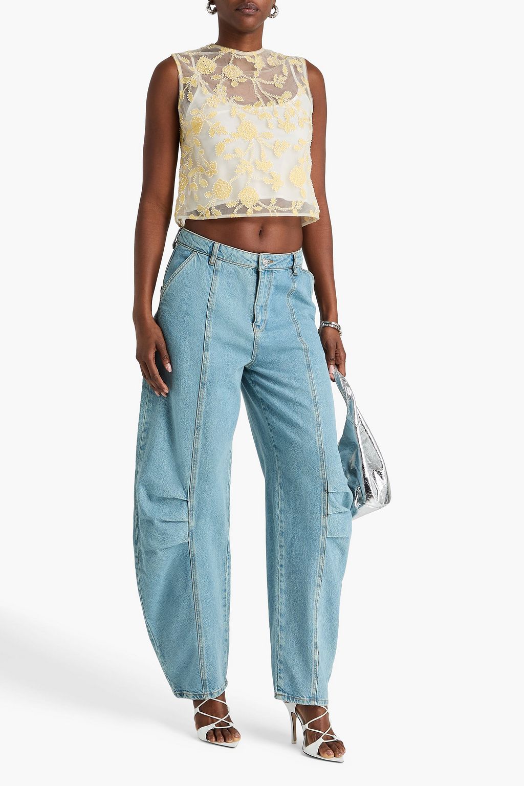 ROTATE BIRGER CHRISTENSEN Embroidered bead-embellished tulle top