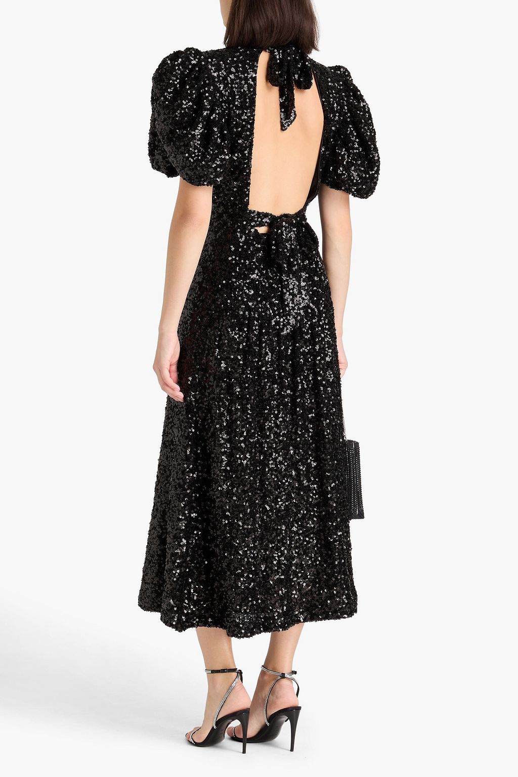 ROTATE BIRGER CHRISTENSEN Open-back sequined mesh midi dress