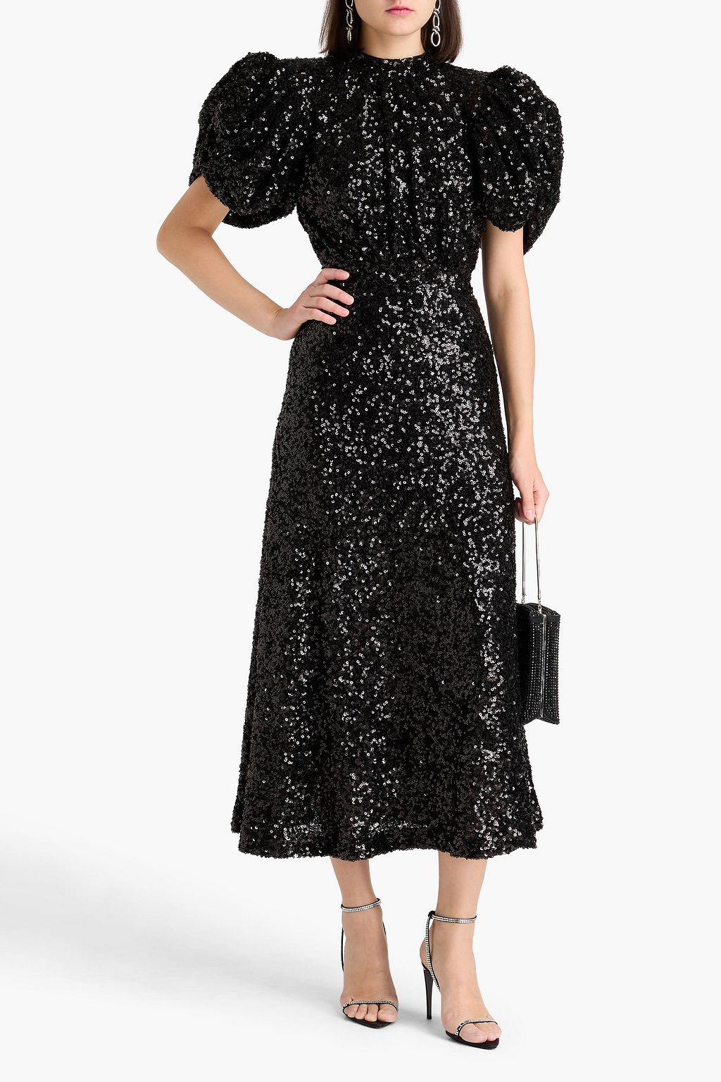 ROTATE BIRGER CHRISTENSEN Open-back sequined mesh midi dress