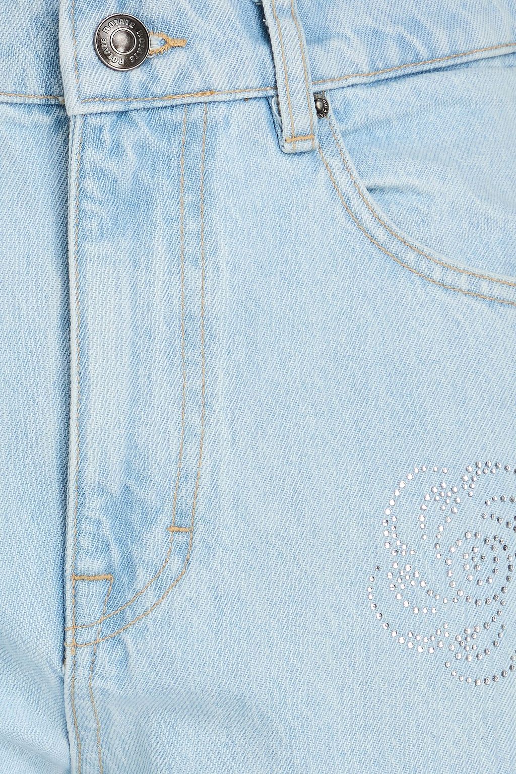 ROTATE BIRGER CHRISTENSEN بنطال جينز بأرجل مستقيمة وبخصر مرتفع مزين بالكريستال