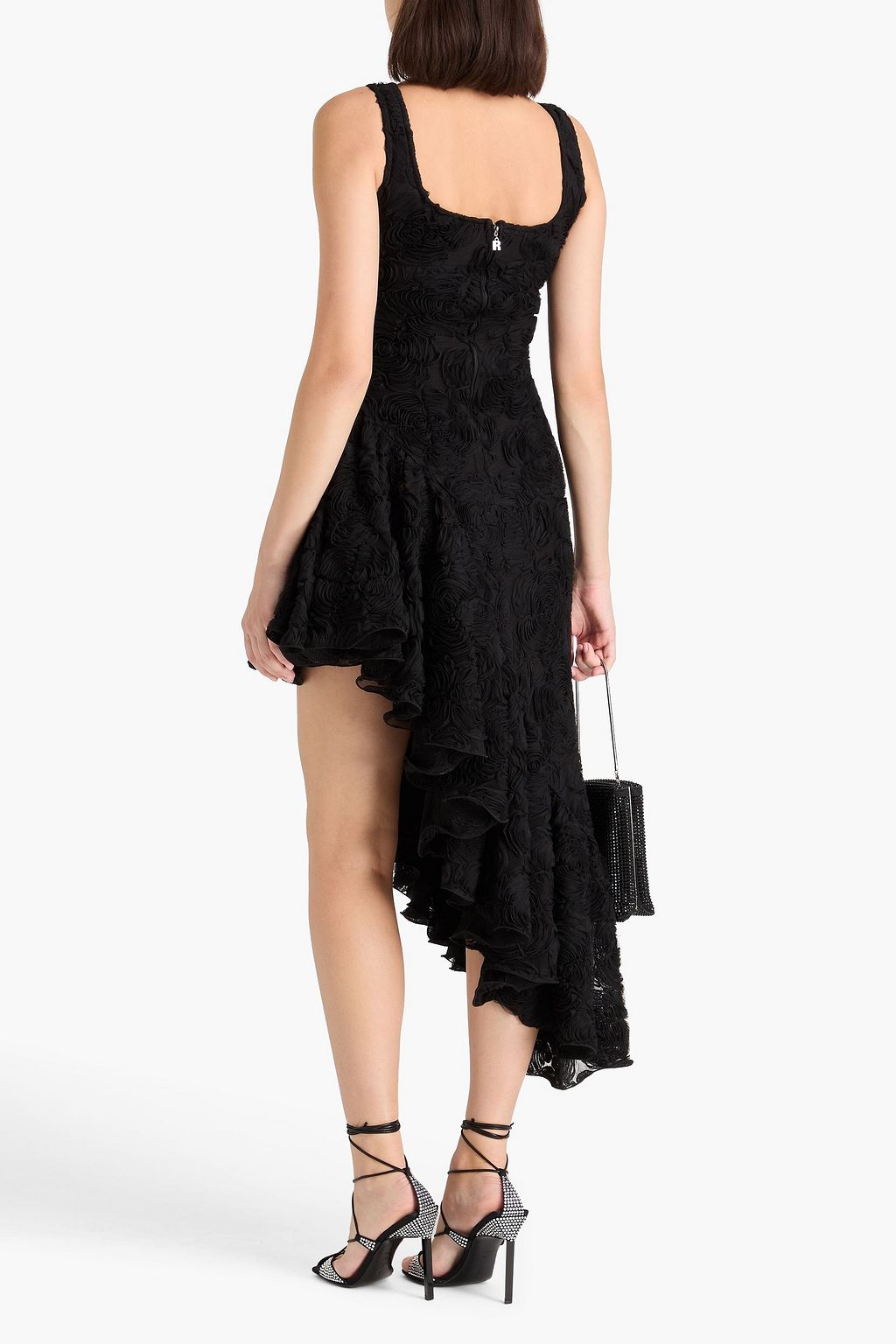 ROTATE BIRGER CHRISTENSEN メッシュ ワンピース アシンメトリー ラッフル付き