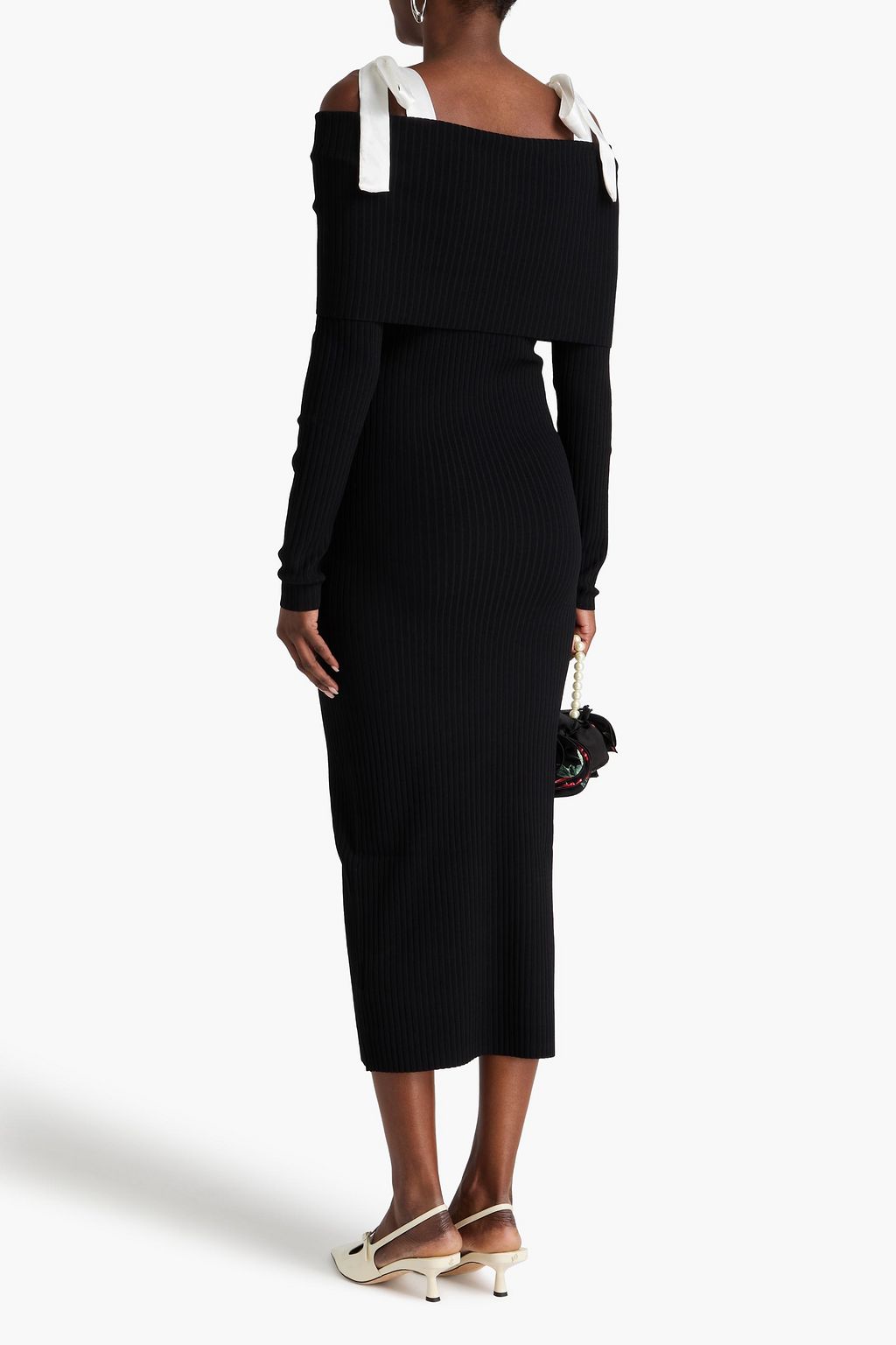 ROTATE BIRGER CHRISTENSEN Schulterfreies Midikleid aus Rippstrick