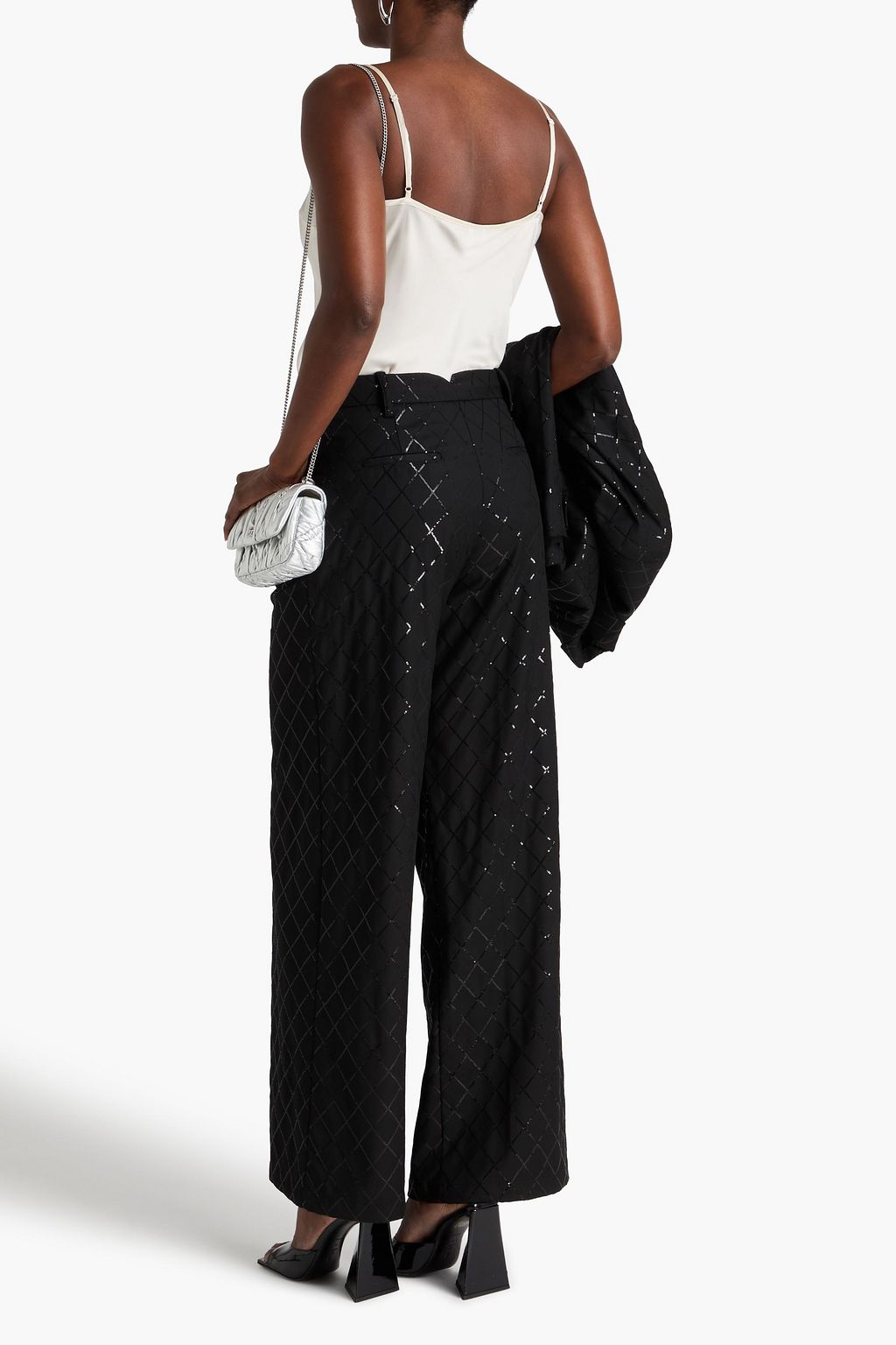 ROTATE BIRGER CHRISTENSEN Sequin-embellished twill wide-leg pants