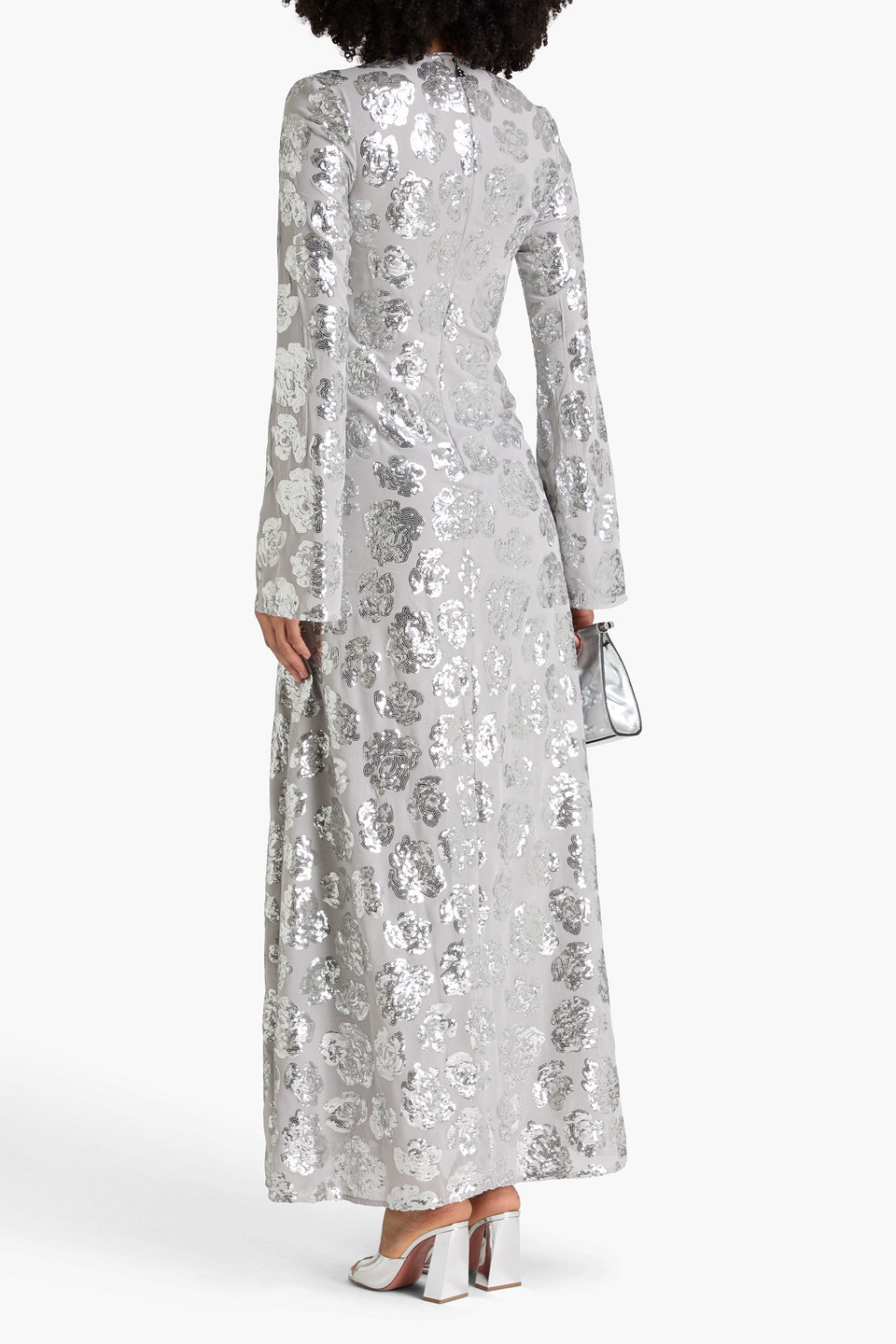  Rotate Birger Christensen - Maxikleid In Aus Chiffon Mit Pailletten - Grau - De 36 