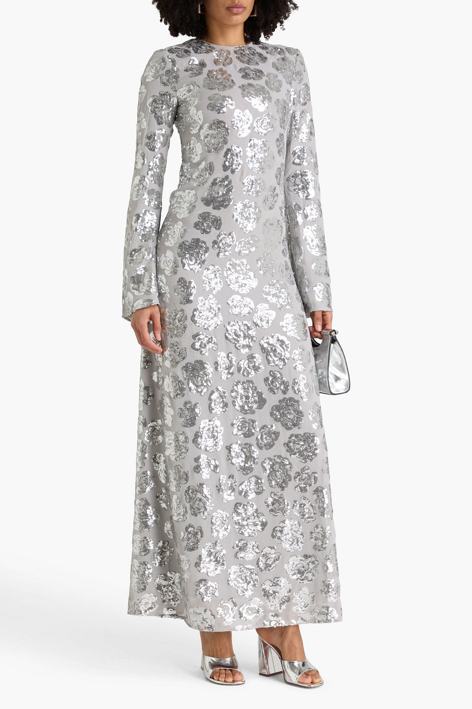  Rotate Birger Christensen - Maxikleid In Aus Chiffon Mit Pailletten - Grau - De 36 