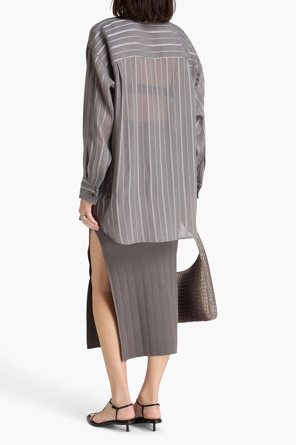 REMAIN BIRGER CHRISTENSEN قميص من الجورجيت بتصميم مخطط وفضفاض