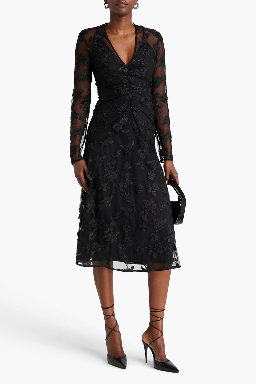 ROTATE BIRGER CHRISTENSEN Ruched lace midi dress
