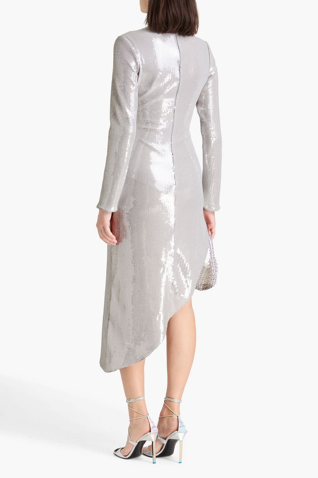 ROTATE BIRGER CHRISTENSEN Asymmetric sequined mesh dress