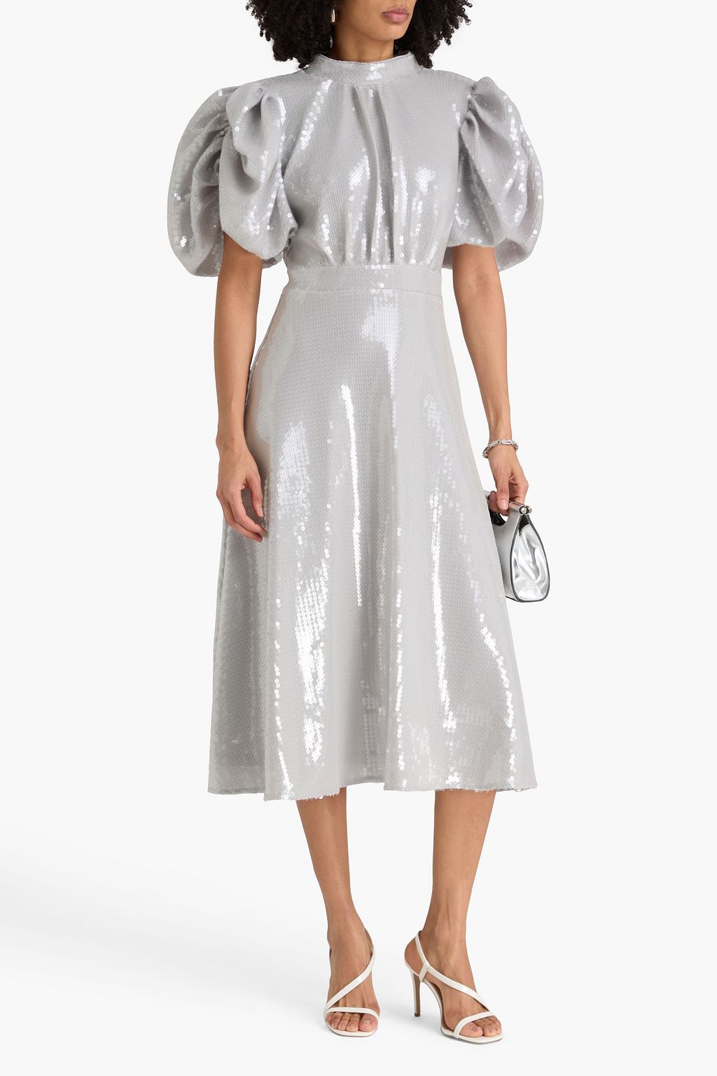 ROTATE BIRGER CHRISTENSEN メッシュ ミディワンピース オープンバック スパンコール付き