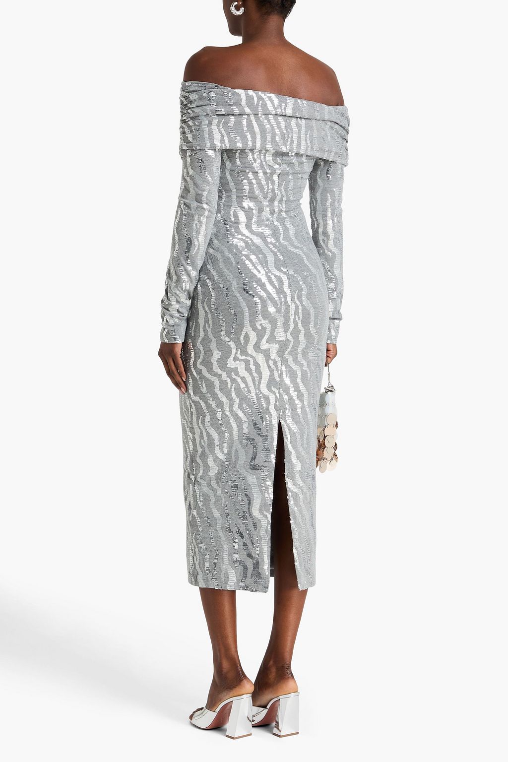 ROTATE BIRGER CHRISTENSEN Off-the-shoulder sequin-embellished jersey midi dress
