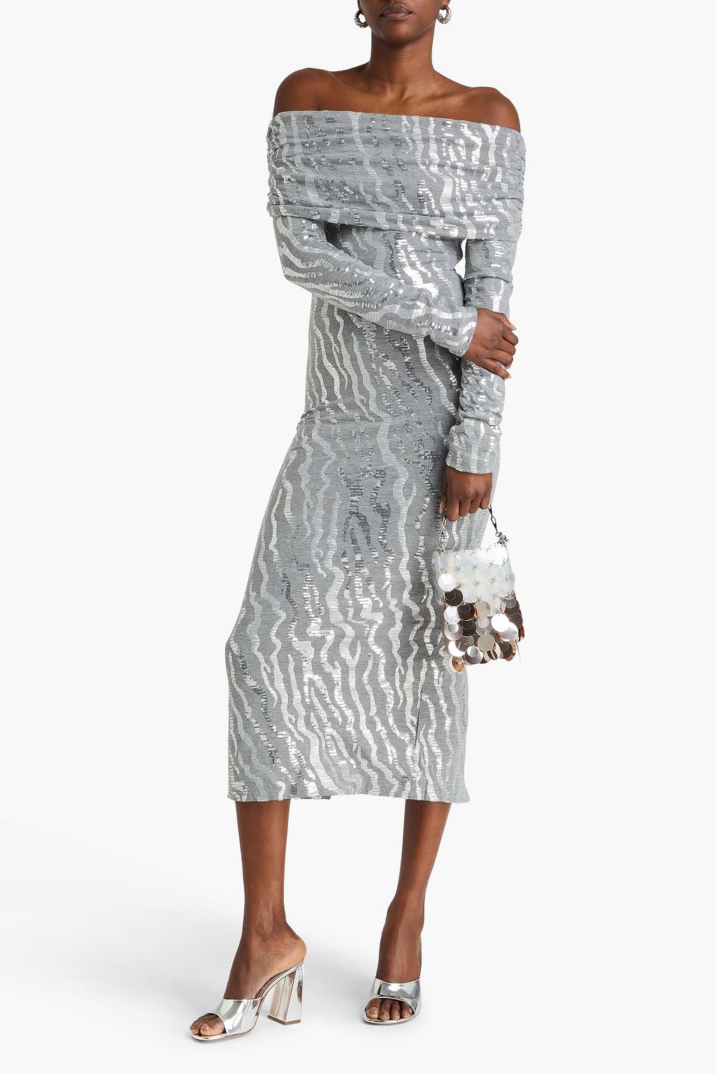 ROTATE BIRGER CHRISTENSEN Off-the-shoulder sequin-embellished jersey midi dress