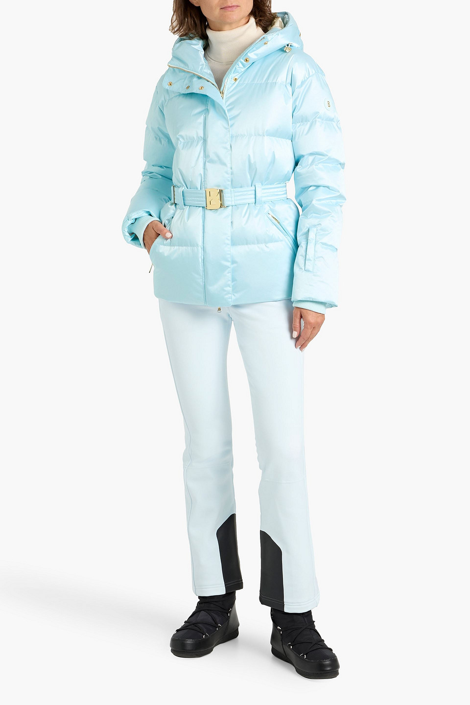 Bogner Selma Belted Quilted Down Ski Jacket In Blue
