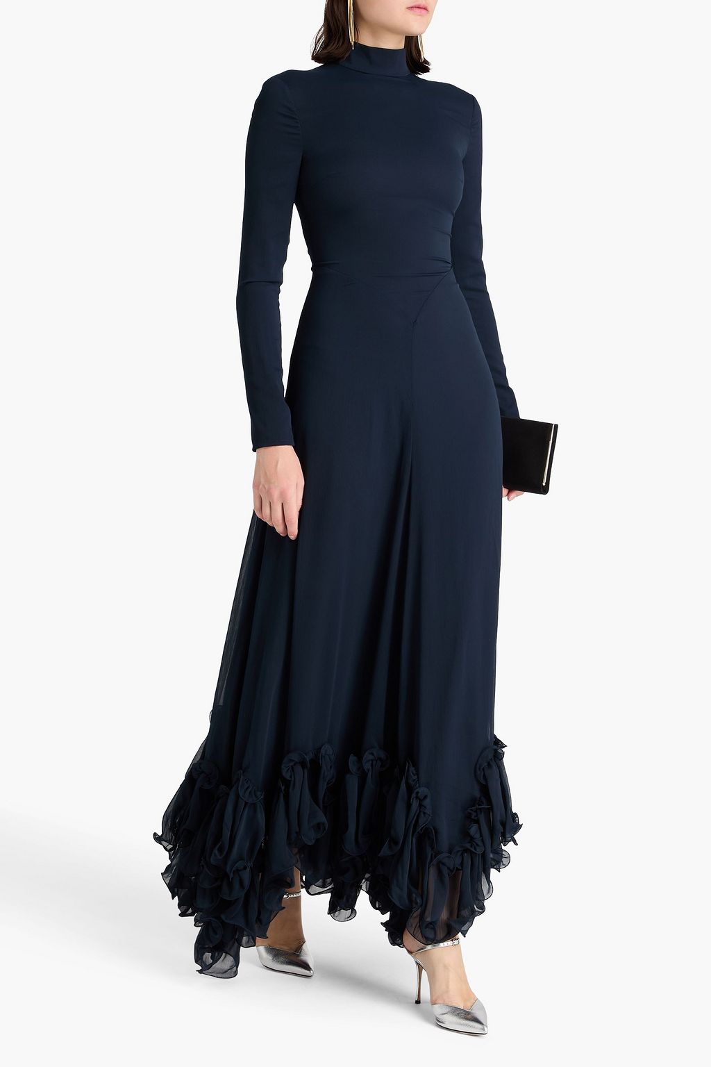 ROTATE BIRGER CHRISTENSEN Ruffled crepon maxi dress