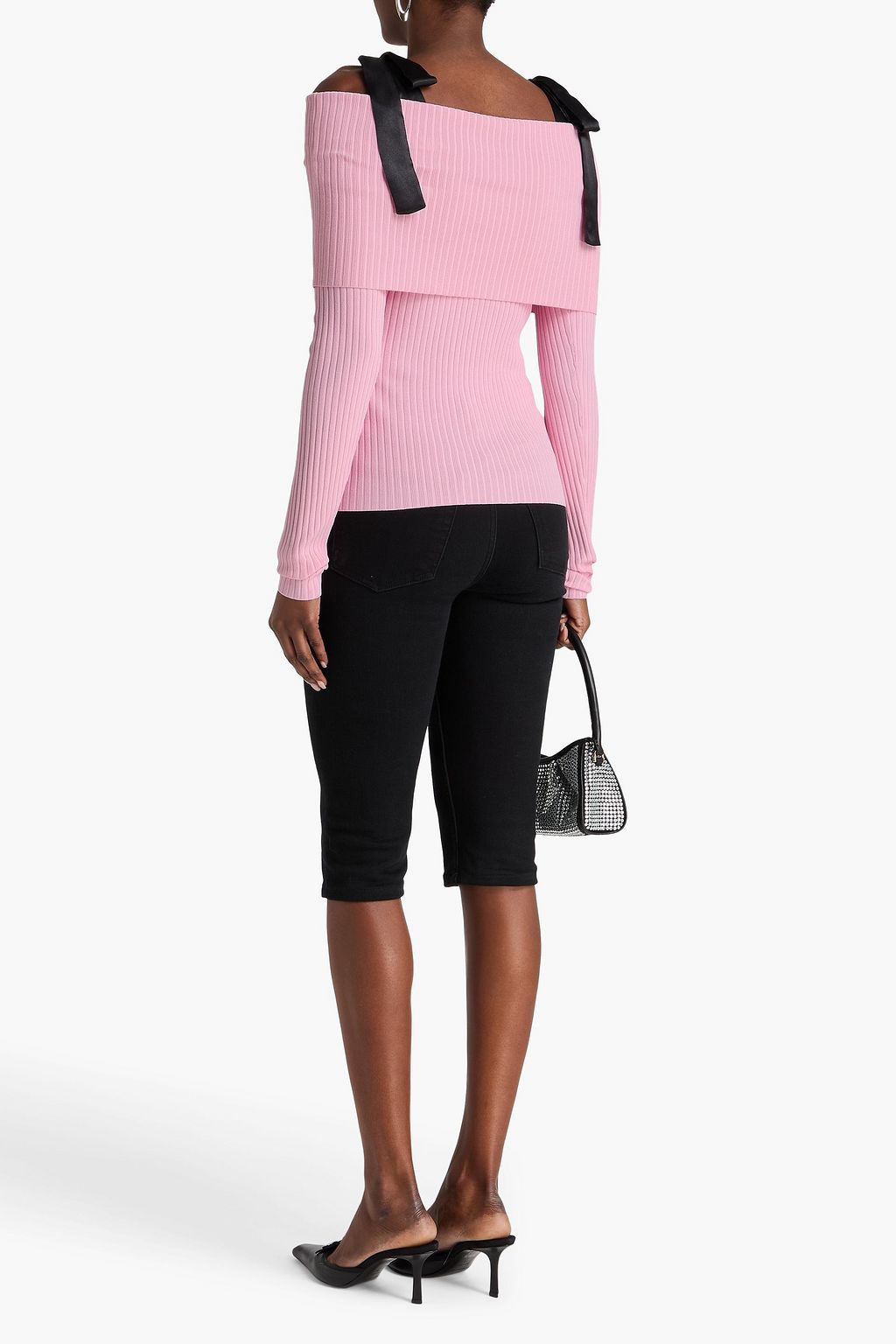 ROTATE BIRGER CHRISTENSEN Off-the-shoulder ribbed-knit sweater