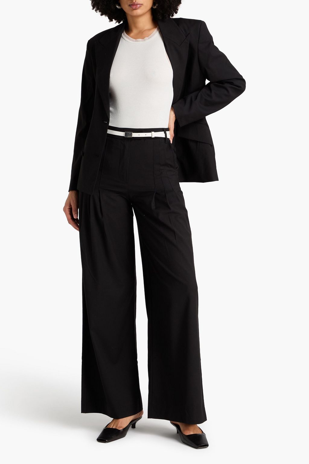 REMAIN BIRGER CHRISTENSEN بنطال بأرجل واسعة من الكريب بكسرات