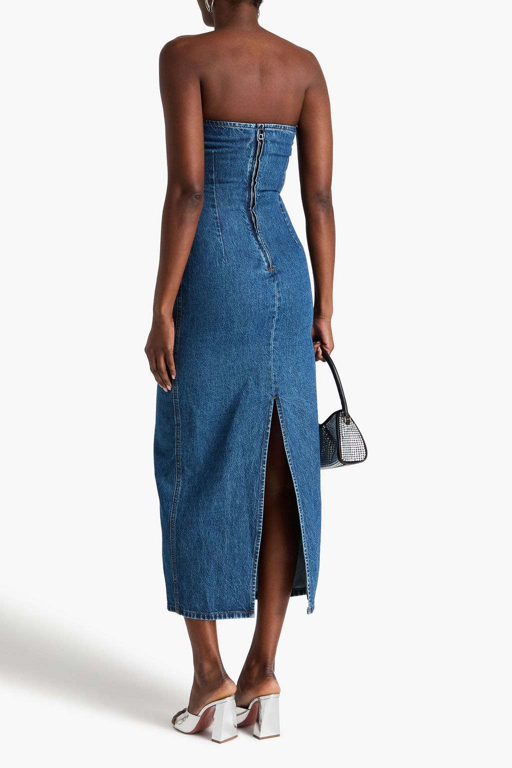 ROTATE BIRGER CHRISTENSEN Strapless denim midi dress