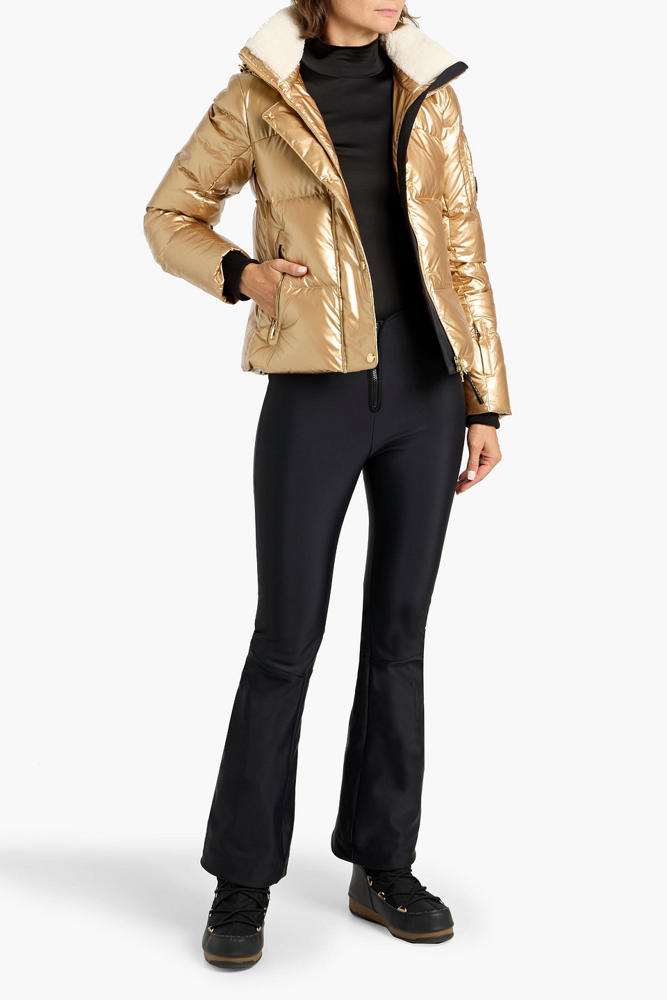 Bogner Hella Metallic Quilted Ripstop Down Ski Jacket In Gold