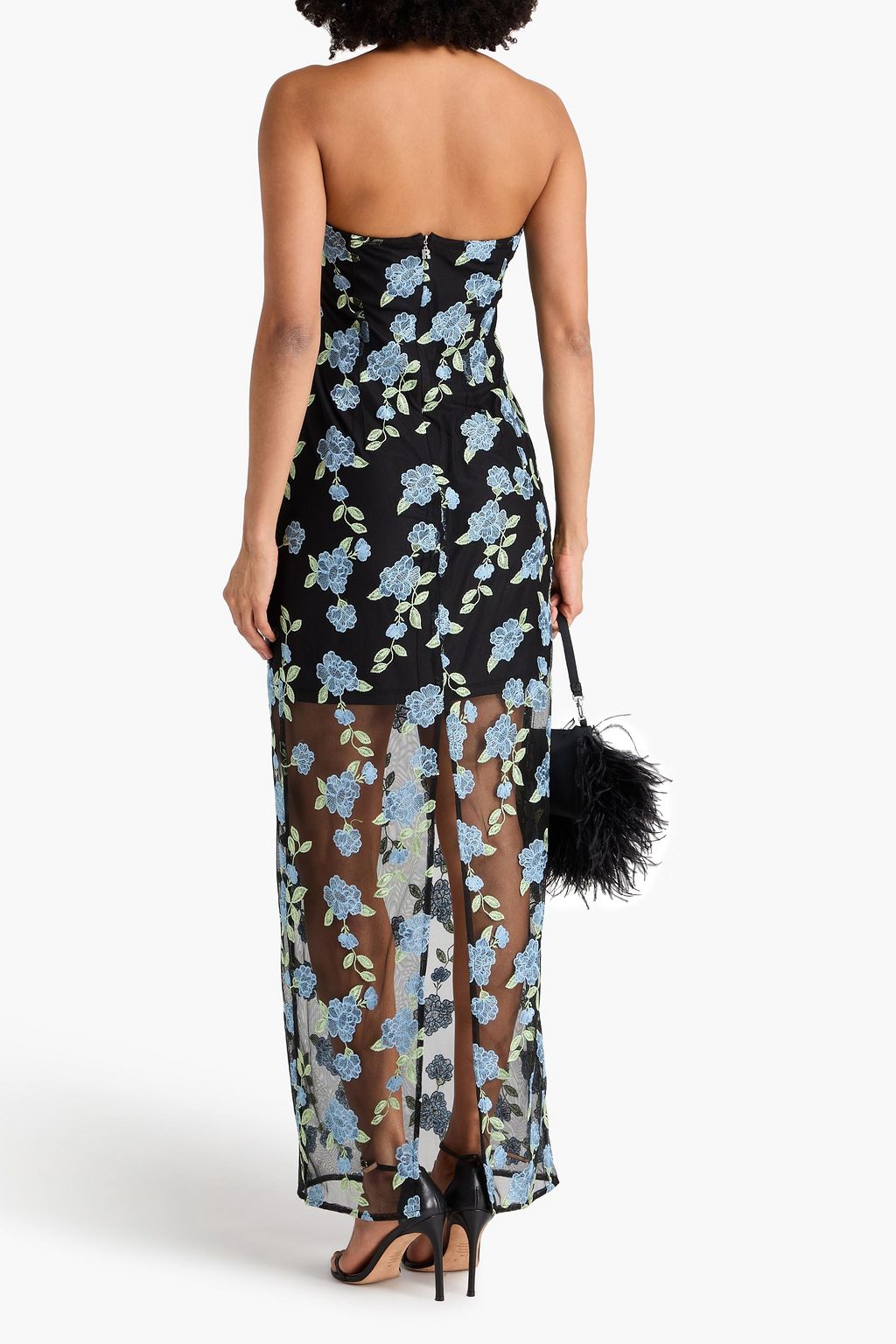 ROTATE BIRGER CHRISTENSEN Strapless embroidered mesh midi dress