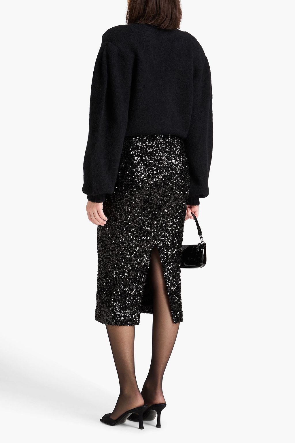 ROTATE BIRGER CHRISTENSEN Sequined mesh midi pencil skirt