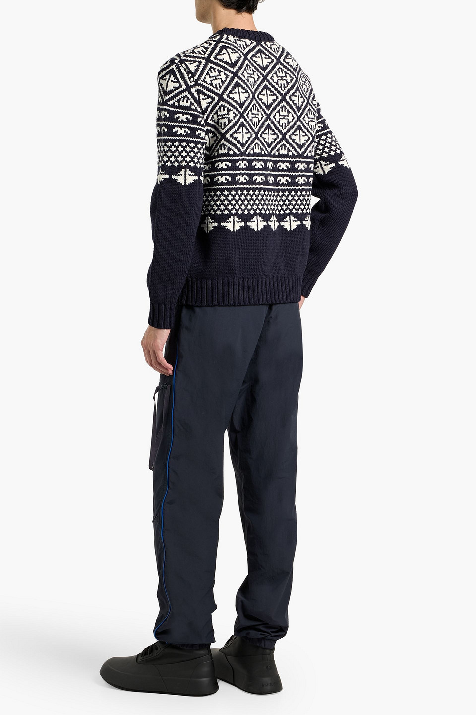 Bogner Lucian Jacquard-knit Wool-blend Sweater In Blue