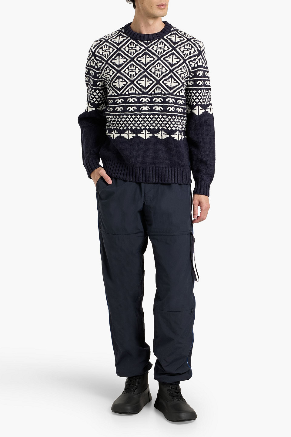 Bogner Lucian Jacquard-knit Wool-blend Sweater In Blue