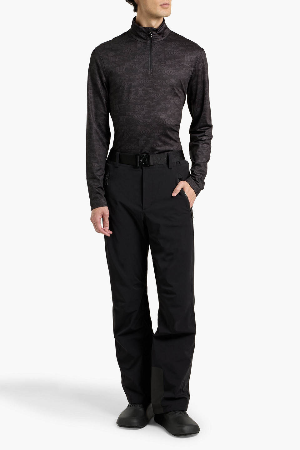 Bogner Bond Printed Stretch Half-zip Base Layer In Black