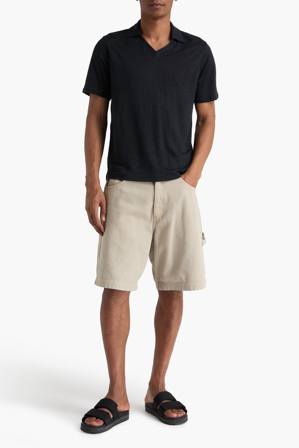 Rag & Bone - Poloshirt „johnny“ Aus Leinen - Schwarz - M 