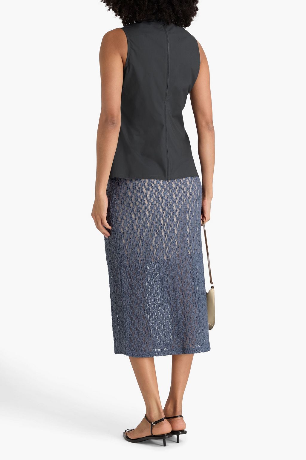 REMAIN BIRGER CHRISTENSEN بلوزة بياقة عالية من قطن بوبلين مطاطي