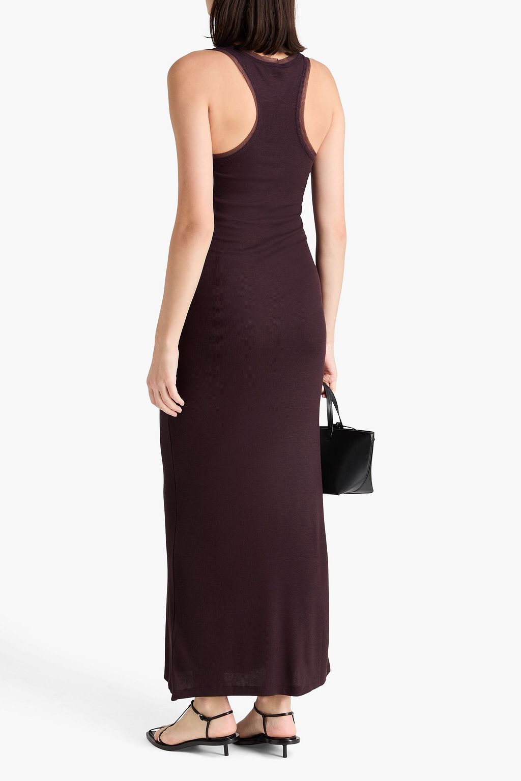 REMAIN BIRGER CHRISTENSEN فستان طويل من الجيرسي المضلّع بحواف من الشبك