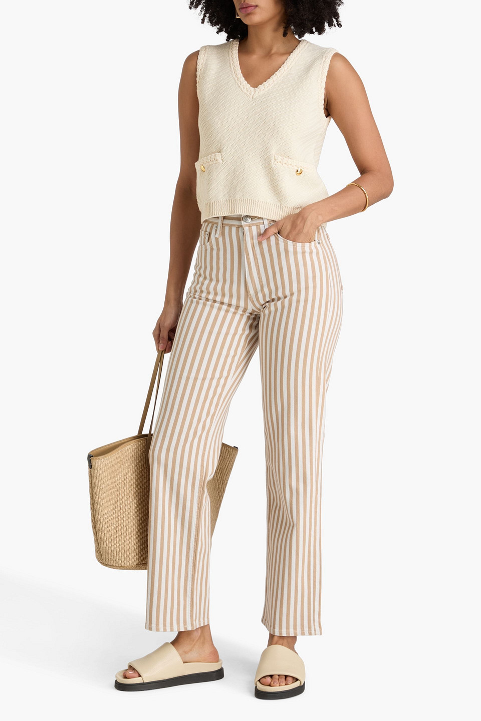  Rag & Bone - Weste „claire“ Aus Jacquard-strick Aus Einer Baumwollmischung - Weiß - Xs 