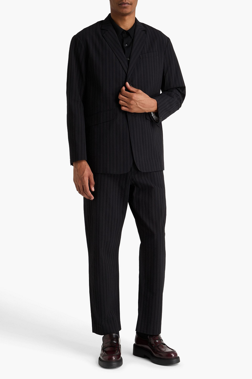  Rag & Bone - Gestreifte Jacke „shift“ Aus Jacquard Aus Einer Baumwoll-seidenmischung - Schwarz - Us 36 