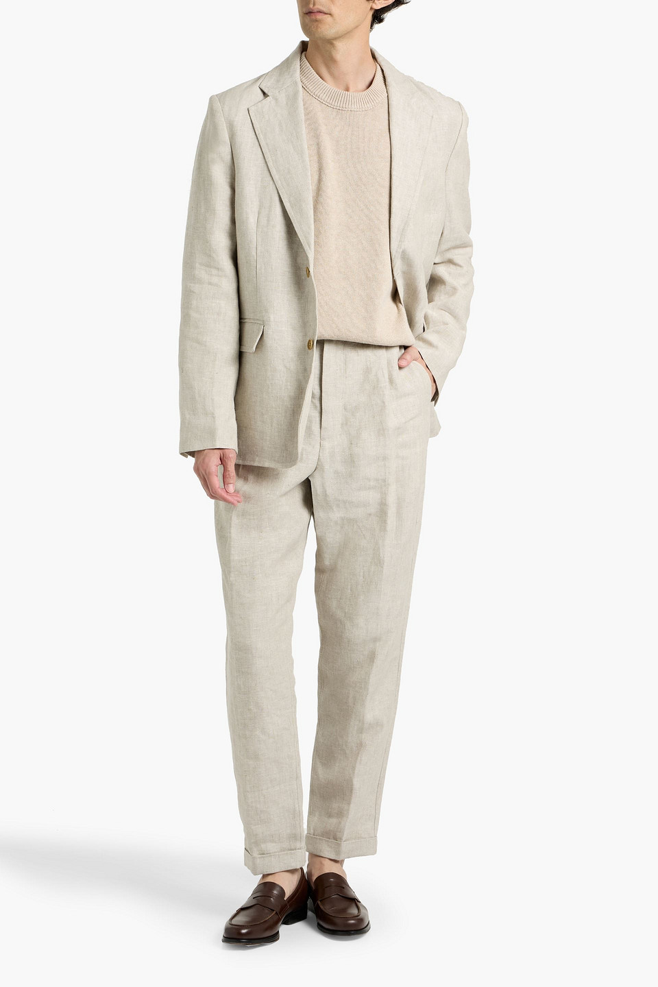 Alex Mill Tapered Pleated Linen Pants In Neutral