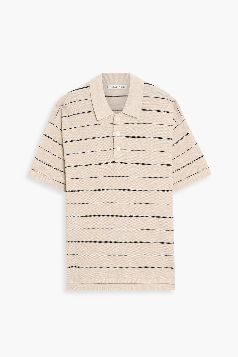 alex mill - striped cotton and linen-blend piqué polo shirt - neutral - xs