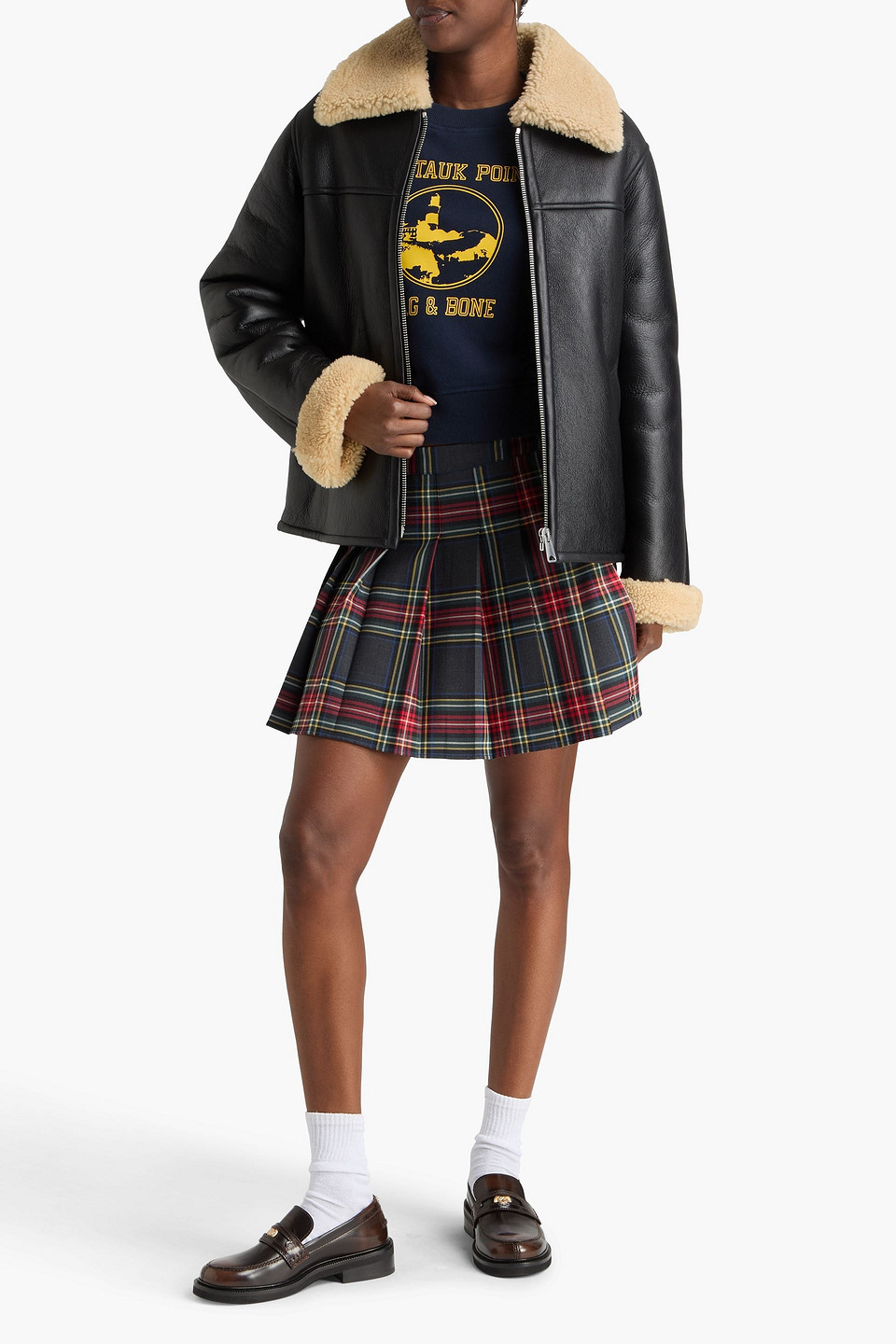  Rag & Bone - Roman Pebbled-leather Jacket - Black - M 