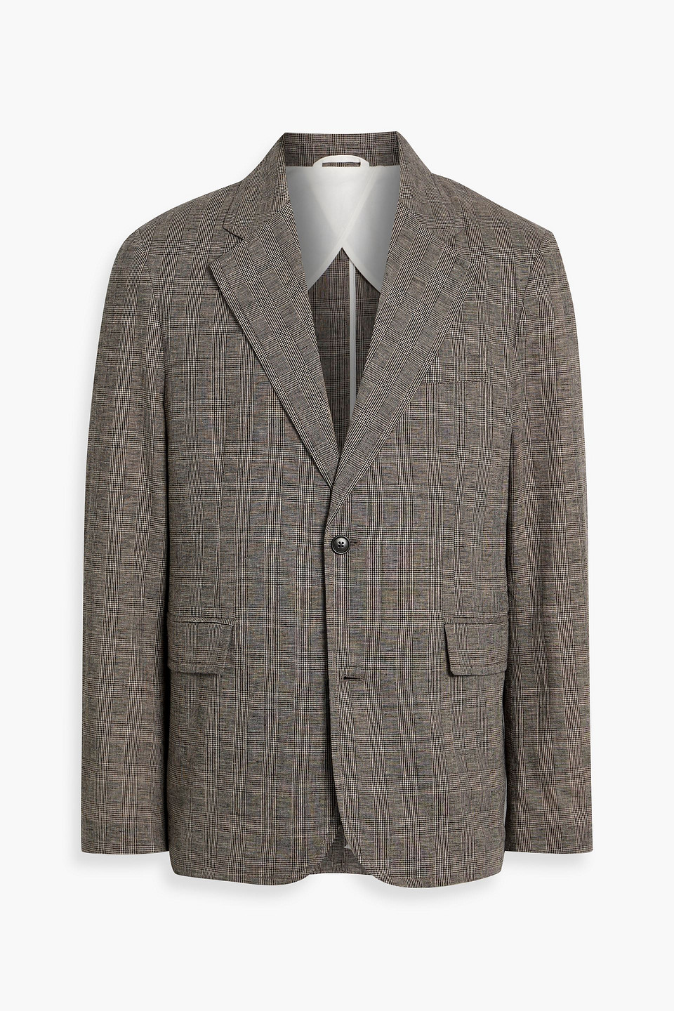 Alex Mill Cooper Prince Of Wales Checked Linen And Cotton-blend Blazer In Gray
