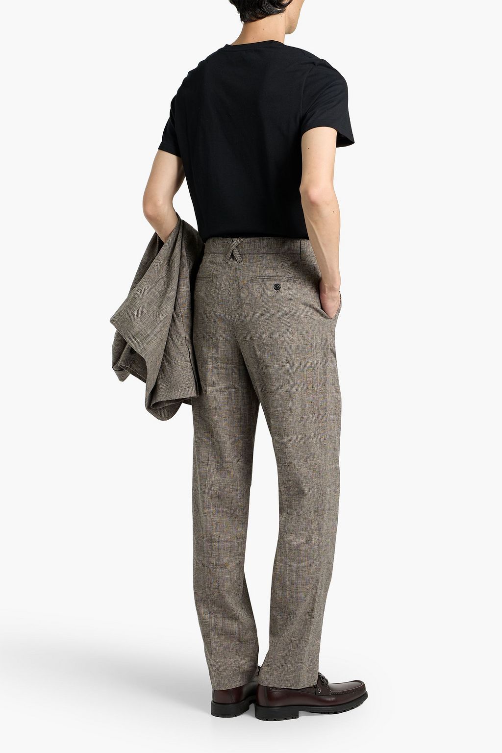 ALEX MILL Cooper Prince of Wales checked linen and cotton-blend pants
