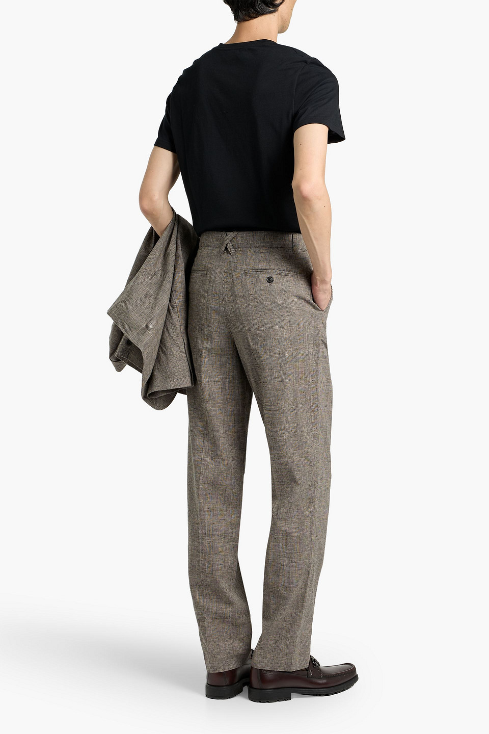 Alex Mill Cooper Prince Of Wales Checked Linen And Cotton-blend Pants In Gold
