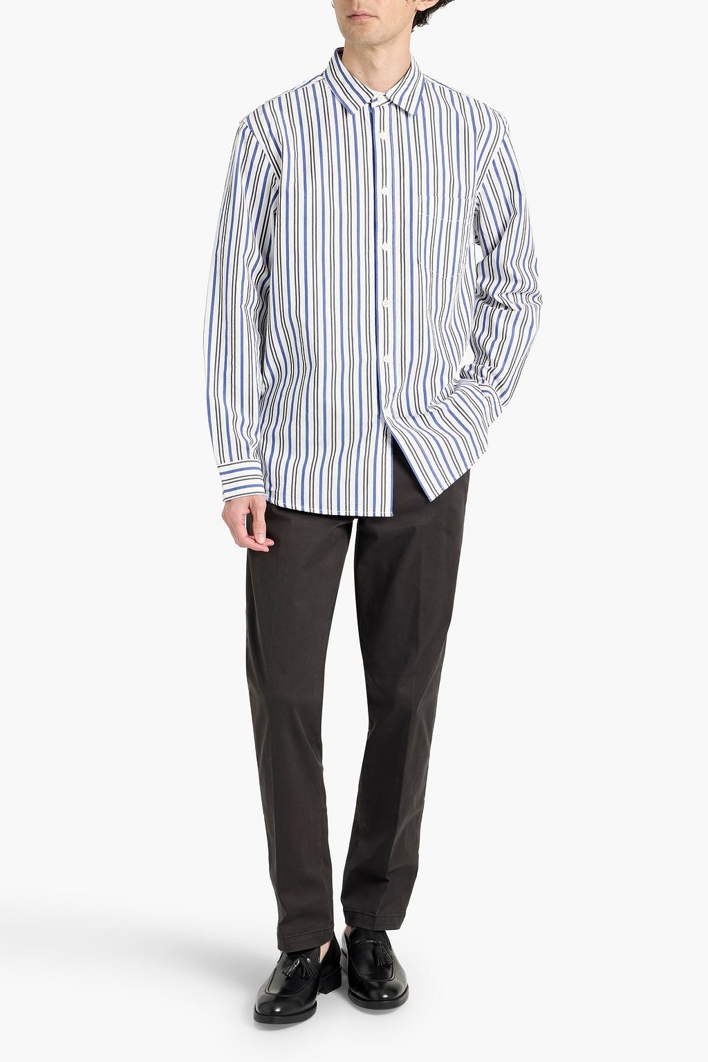 ALEX MILL Striped cotton-poplin shirt
