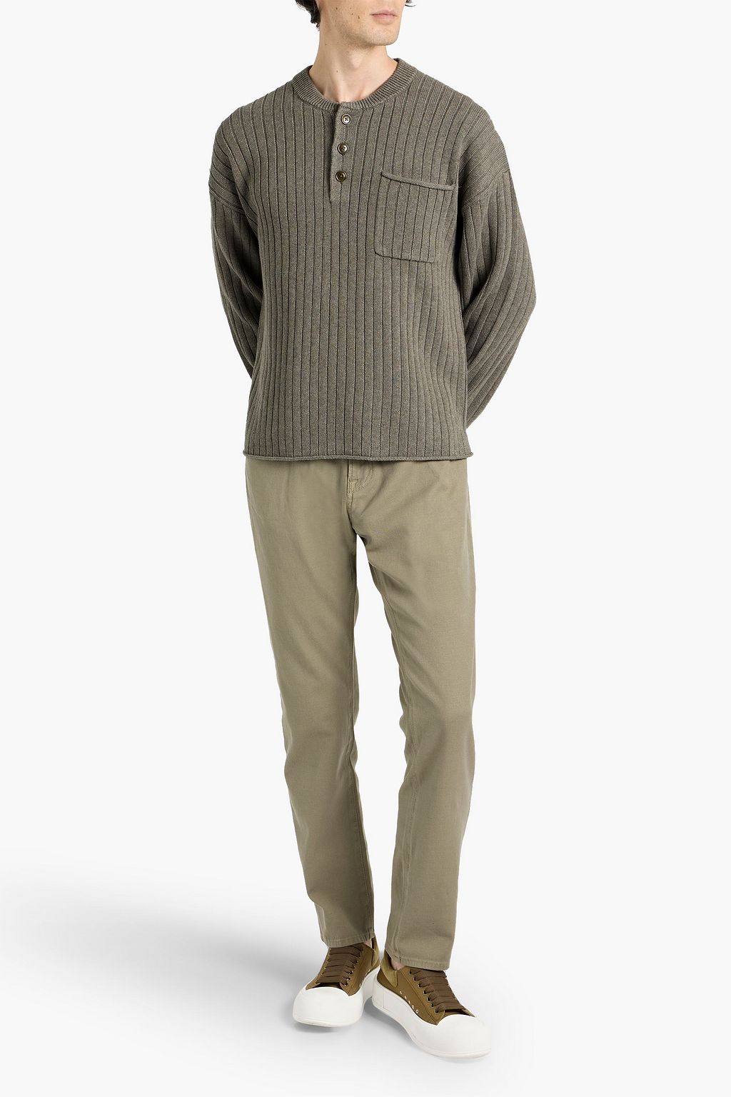 ALEX MILL Sawyer ribbed cotton and linen-blend Henley sweater