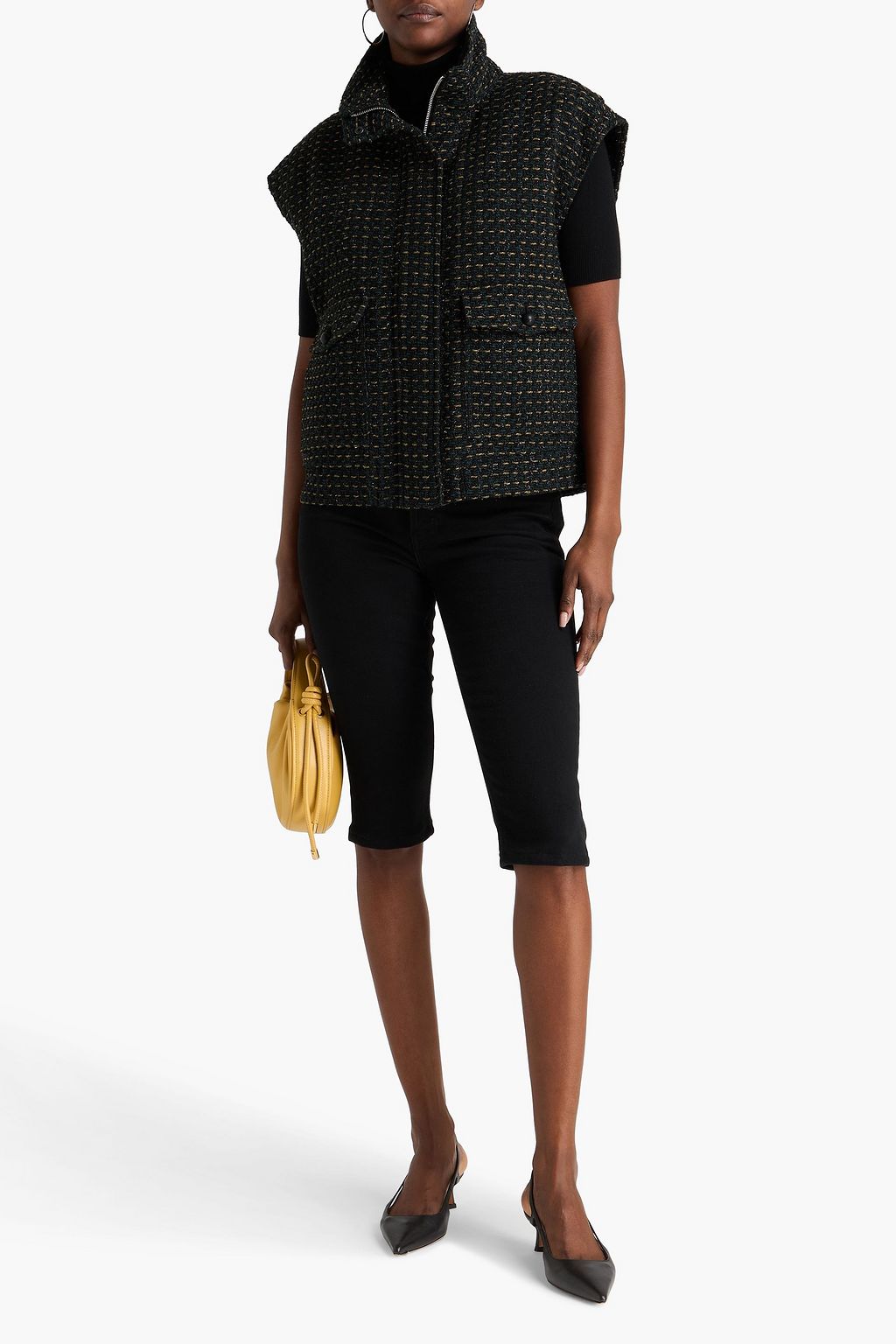 RAG & BONE コットン混ツイード ベスト メタリック